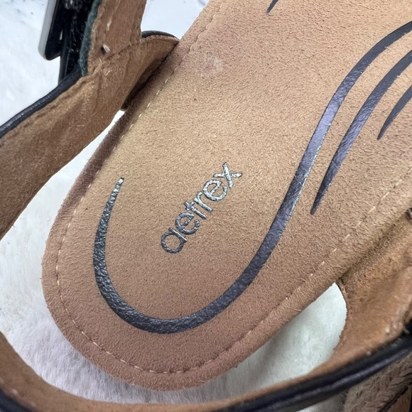 Like New |•AETREX•| Sydney Black Leather Sandals Size 10.5-11 EU 42 UK 8.5-9 - Picture 6 of 14